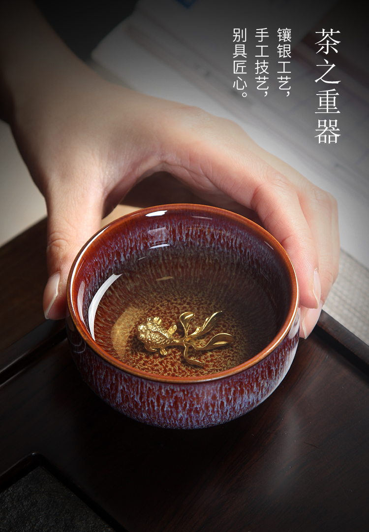 Variable set silver ceramic cups tea temmoku zodiac masters cup lamp that kung fu tea set single cup sample tea cup