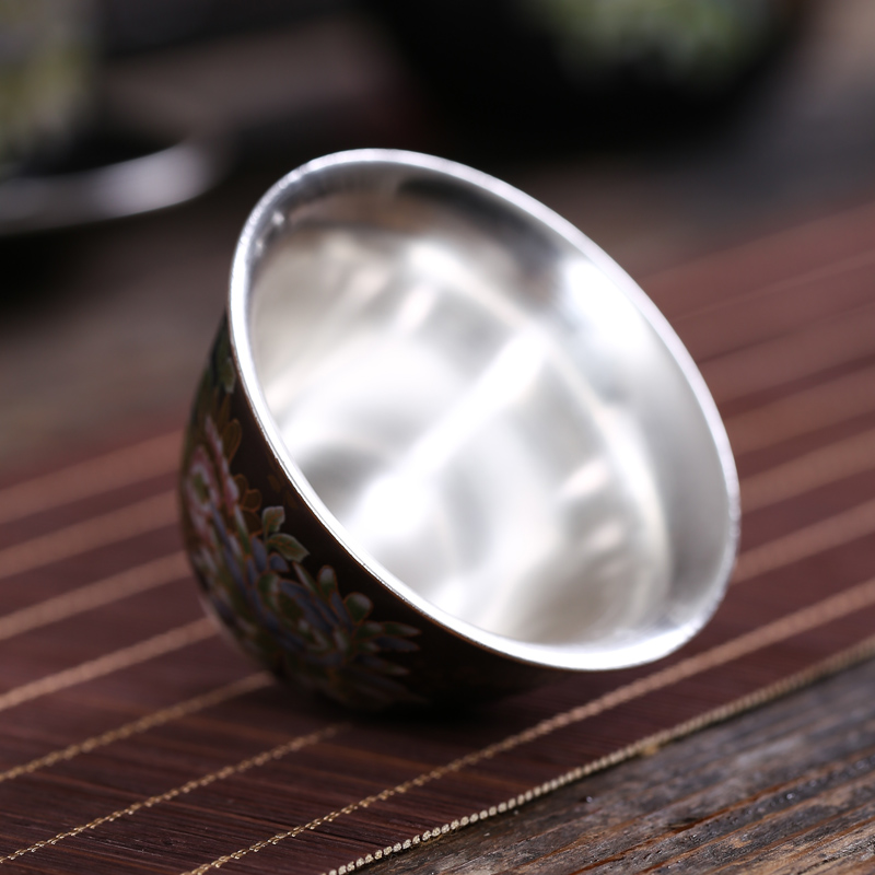 The Master cup single cup 999 sterling silver, jingdezhen ceramic cups coppering. As silver sample tea cup home of kung fu tea cup