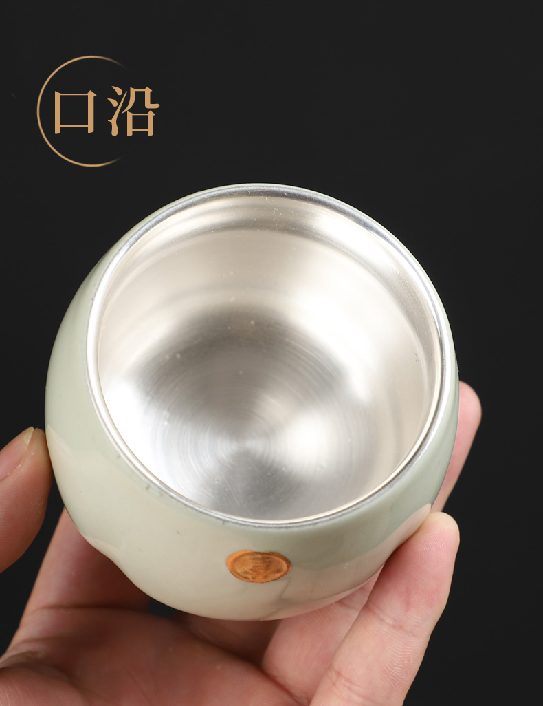 Tasted silver gilding ceramic sample tea cup 999 gift boxes manual paint small kung fu master Chinese style restoring ancient ways is a cup of tea cups light