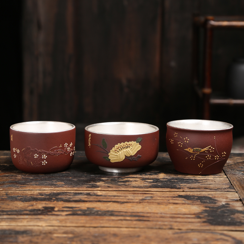 Ceramic cups tasted silver gilding individual cup of violet arenaceous master cup kung fu tea set sample tea cup single cup tea bowl