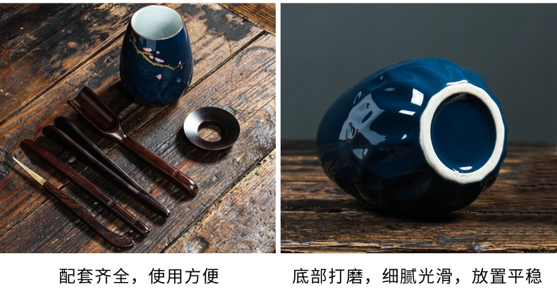 Kung fu tea set ji blue glaze ceramic household teapot tea tureen tea cups porcelain sets of new Chinese style
