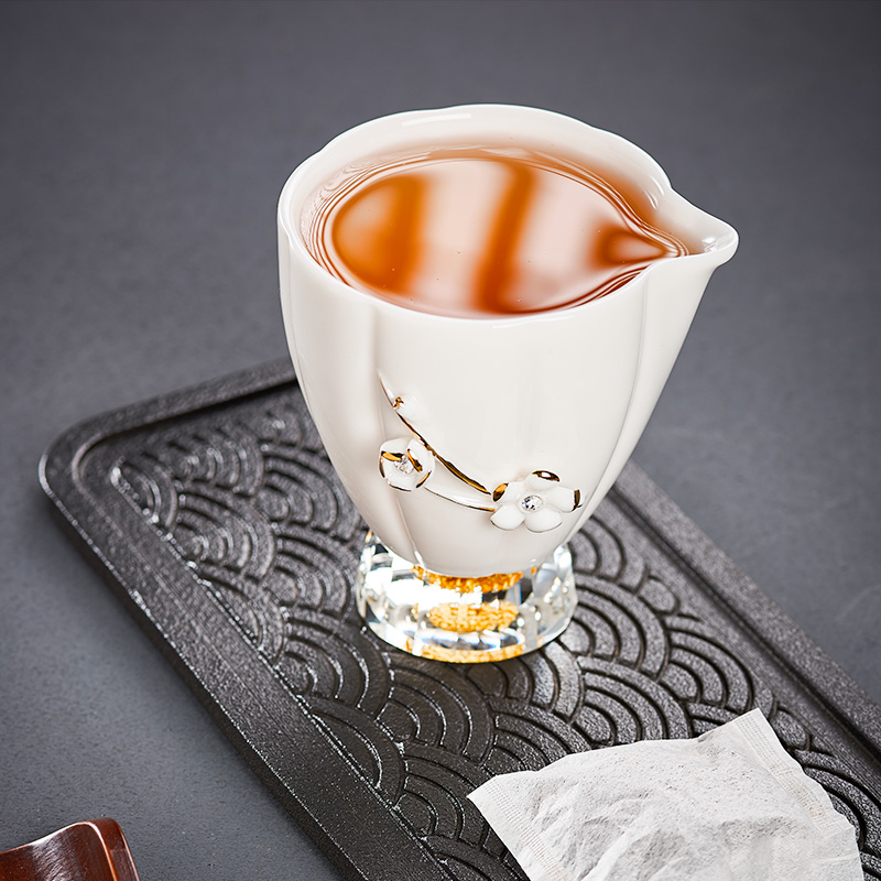 Dehua white porcelain more kung fu tea set ceramic fair keller of tea sea paint large portion and cup of tea, tea accessories