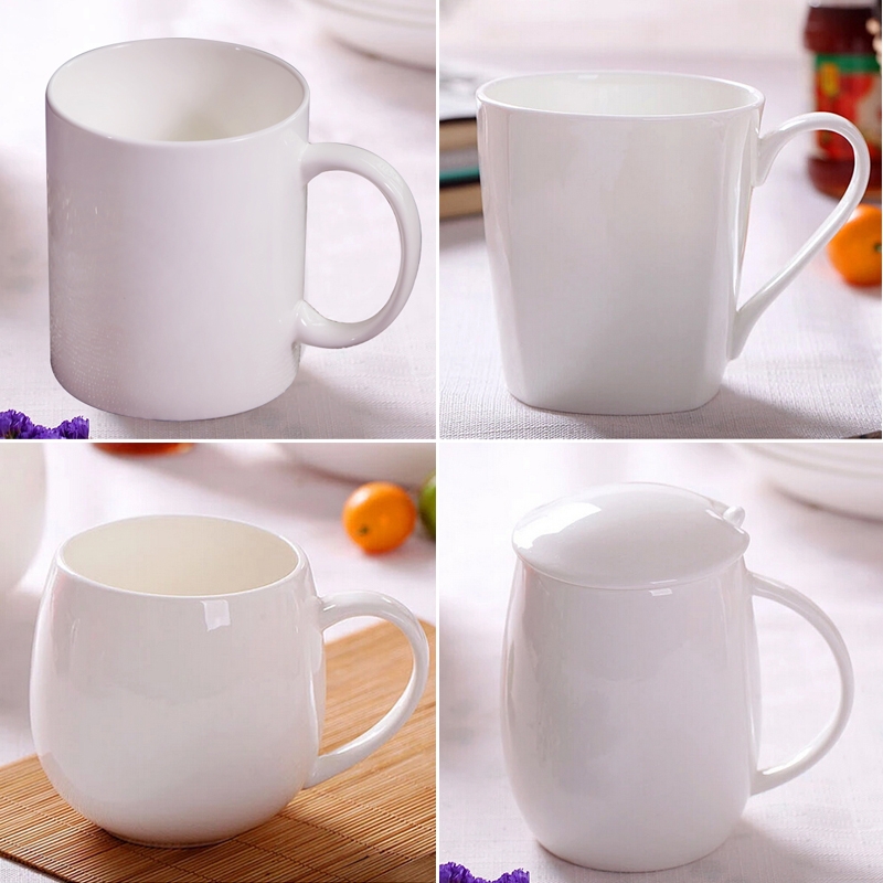Jingdezhen porcelain contracted ipads ceramic keller cup cup pure white mugs custom LOGO milk coffee cup