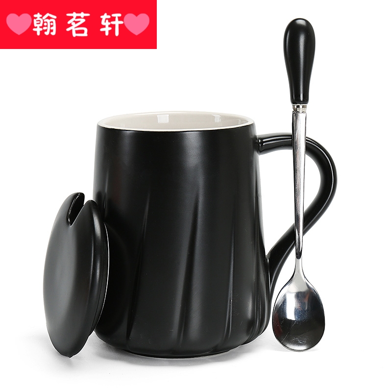 Creative mark cup with cover spoon contracted office coffee cup ceramic cup cup milk cup couples cup