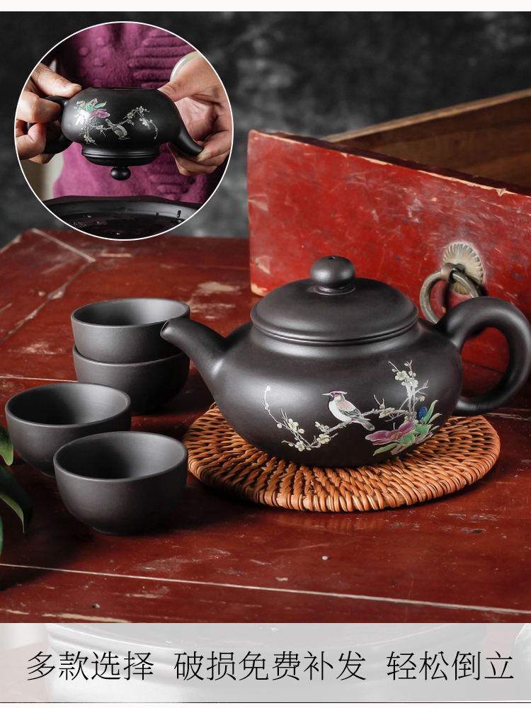 Yixing clay it zhu, single pot of checking tea kungfu high - capacity xi shi pot small teapot tea set