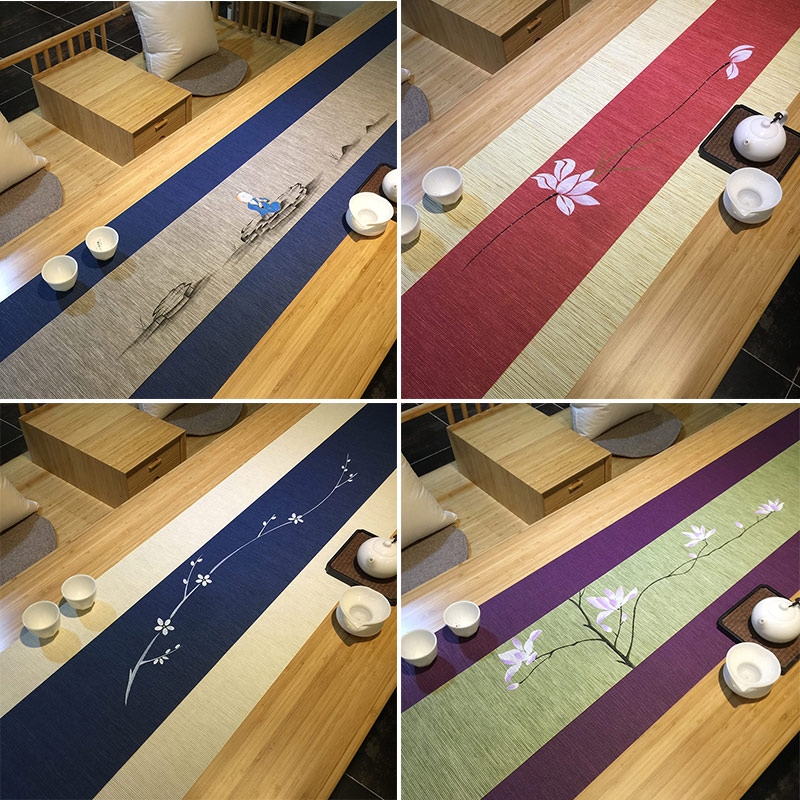 Japanese tea table table flag hand tea zen tea table cloth mat waterproof paper long tea shade cloth tea flag