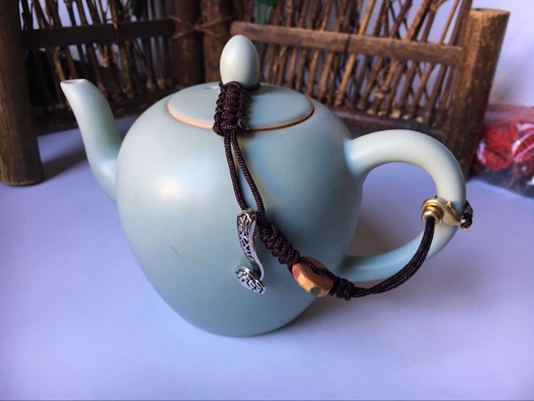 Double gourd ladle lid lashing kung fu tea cup with lid cord rope are it lashing the teapot lid cup