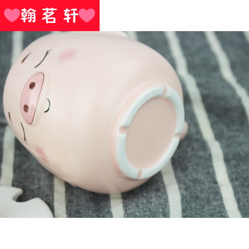 Lovely naughty picking cup pig ceramic mugs pink cartoon young girl heart ceramic coffee cup water