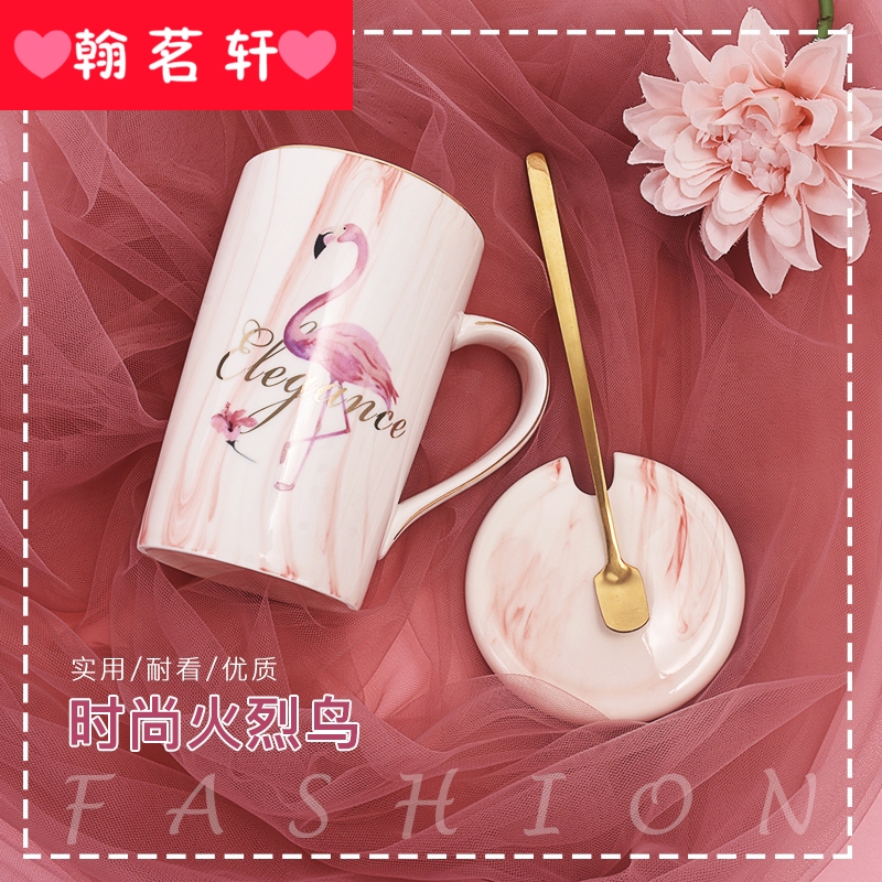 Nordic ins cup individuality creative trend coffee cup keller spoon home female couples ceramic cup with cover