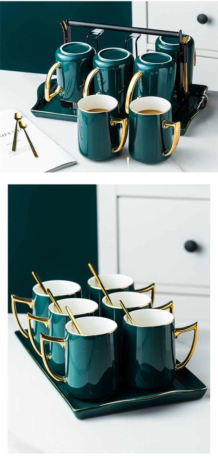 Nordic mugs suit luxurious ceramic up phnom penh couples for a cup of milk cup large capacity malachite green office cup