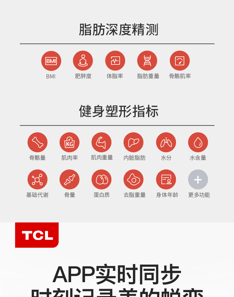 TCL小型智能体脂秤电子体重秤多功能家用 图2