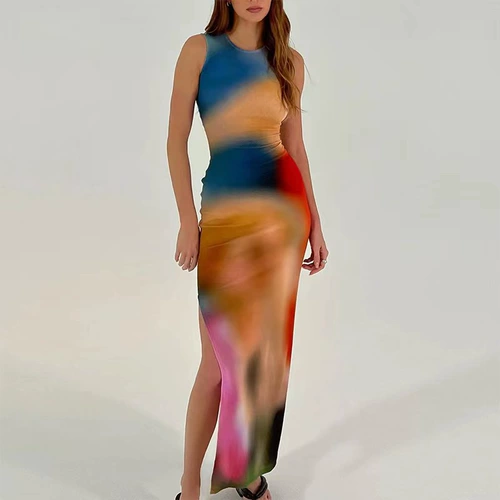 Maxi Dress Women Summercon Elegant Sexy Sexy Tie Dye наряды