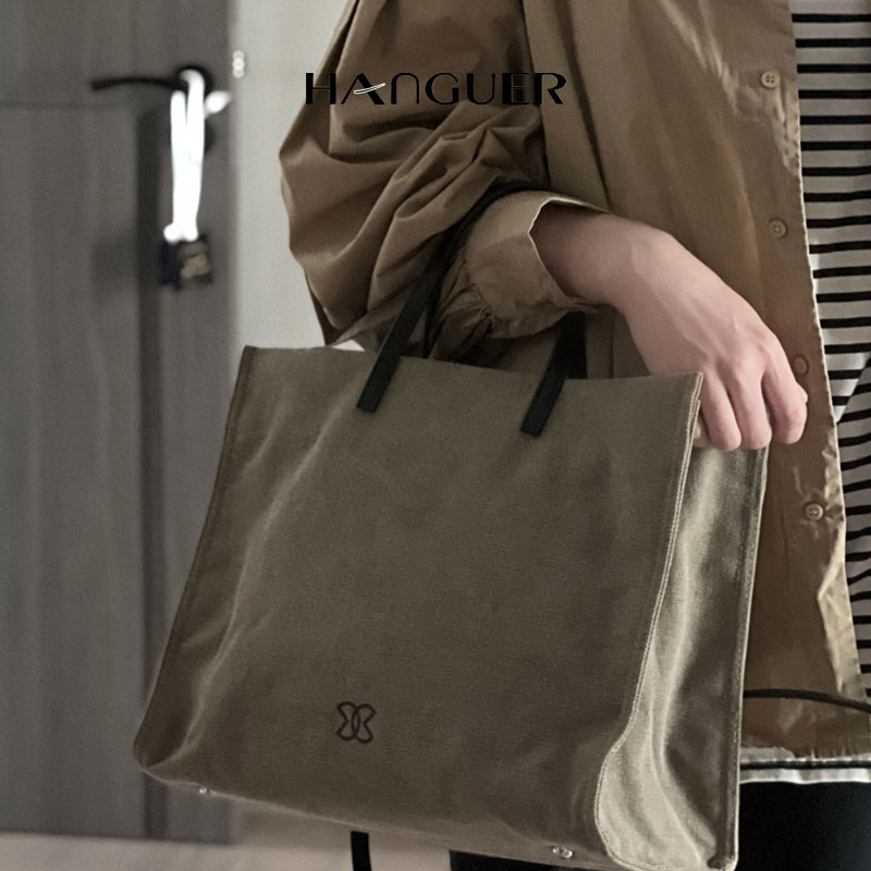 HANGUERCK (pragmatism) Canvas Handbag large capacity Package Girls 2023 new minimalist tote bag-Taobao