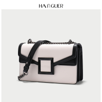 HANGUER & CK Contrast White Small Square Bag Womens 2021 New Douyin Limited Bacchus Chain shoulder bag