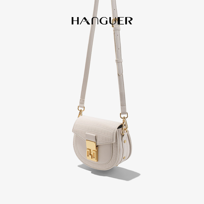 HANGUER&CK Fast fashion Crocodile print Semicircular Saddle Bag for women 2022 New wave Skew Satchel Bag
