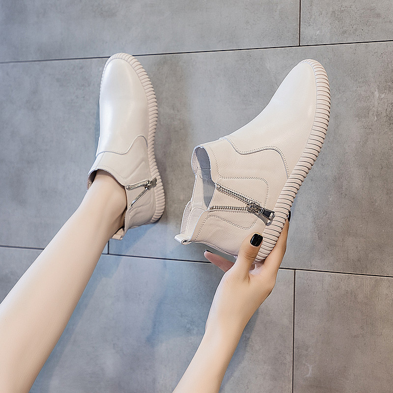 French short boots women's ankle boots leather 2022 summer new thin breathable thin boots flat leather