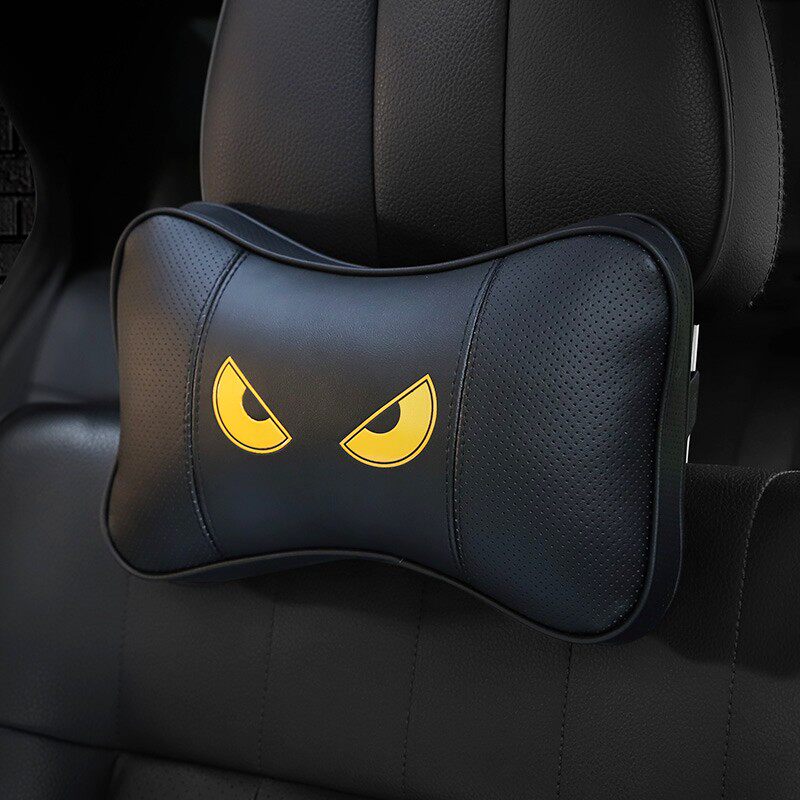 Car Leather Neck Pillow Mercedes BMW Audi Four Seasons Universal Seat Pillow Car Headrest Pillow Pair