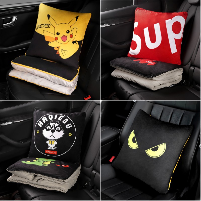 Winter plush car pillow quilt dual-use cute net red four seasons car multi-function air-conditioning quilt cushion quilt female