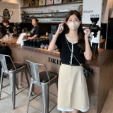 [Любимая обратная связь, распродана] Французская вязаная топ для женщин с плечами с короткими рукавами, свободной и тонкой темпераментной рубашкой для женщин