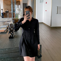 Masisi micro fat mm snowspun shirt dress woman design sensation small crowdspring big code lacing to collect waist display slim fit dress