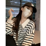 Ретро осенний свитшот для отдыха, в американском стиле, воротник поло, большой размер