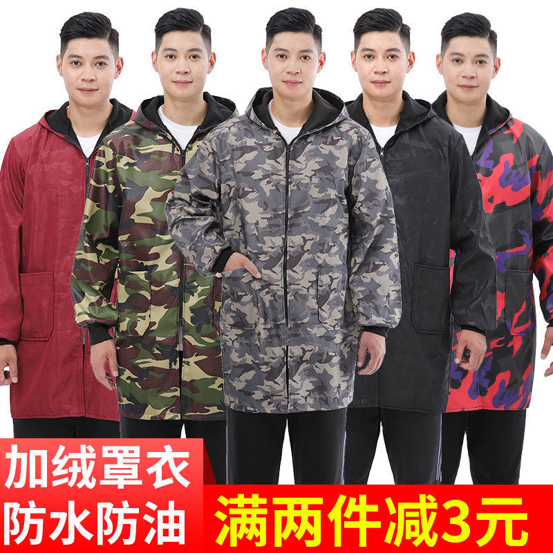 Factory direct sale fleece overcoat adult men thick fashion waterproof kitchen winter long-sleeved overalls adult men