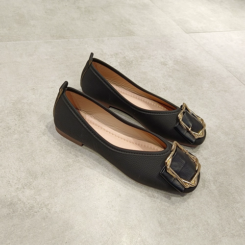 2024 Весенняя плоская единственная квадратная квадратная носка для одиночной обувь для женского неглубокого рта.