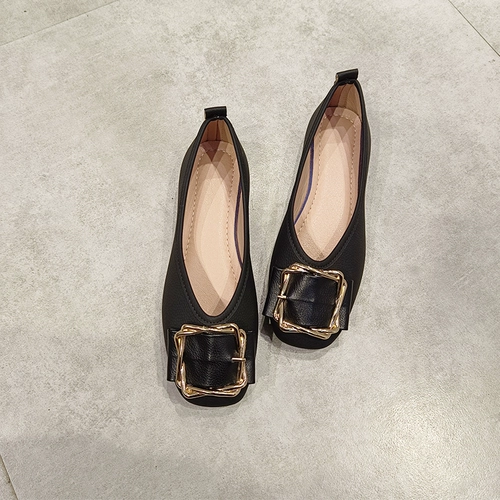 2024 Весенняя плоская единственная квадратная квадратная носка для одиночной обувь для женского неглубокого рта.