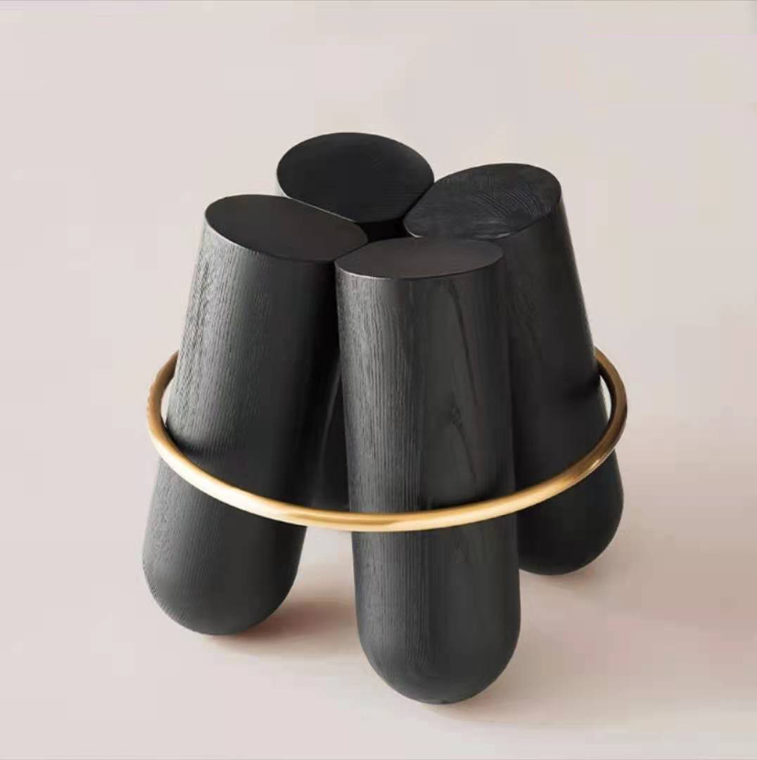 Nordic short stool Ins Danish designer furniture 4-to-seat assembly for home changing shoes sofa stool solid wood mound