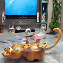 FRP net red Garfield coffee table cute cartoon animal cat tea table living room oval coffee cat table