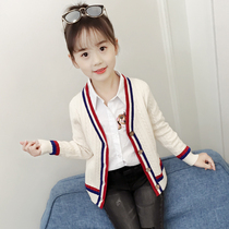 Korean version of foreign-style girls sweater autumn 2021 new foreign-style children knitted cardigan coat childrens coat tide