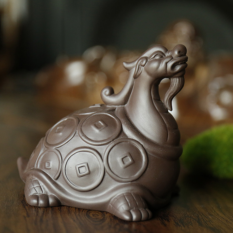 Jun's Home Purple Sand tea pet ornaments hold money Golden Toad Kung Fu tea accessories Tea play tea ceremony can raise lucky Golden Chan with
