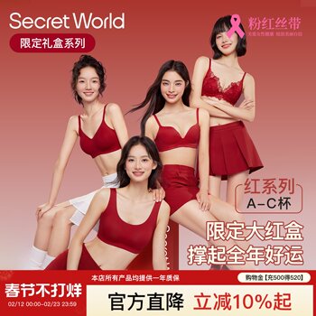 Secretworld Red Lingerie for Women with Small Busts, Push-Up Bra Set for the Year of the Horse, Wedding Bride Underwear Bra Set