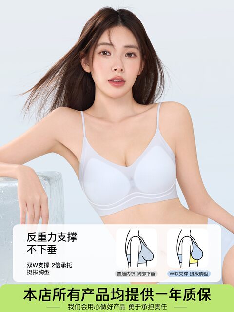 SecretWorld thin strap bra for women with small breasts, summer thin, cool, breathable, invisible, traceless breast-retracting bra
