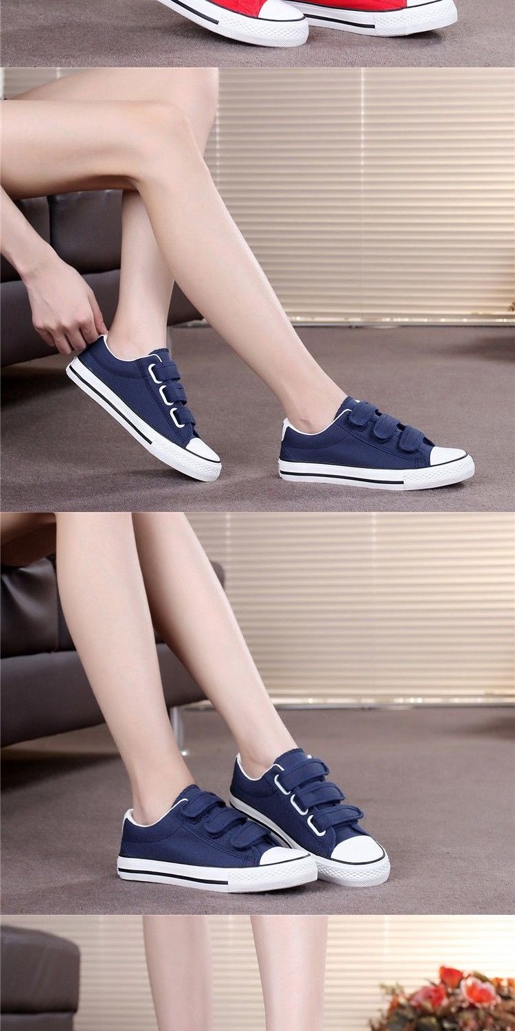 2018 Velcro Phiên bản tiếng Hàn của học sinh trung học cơ sở bằng vải canvas giay bitis nữ