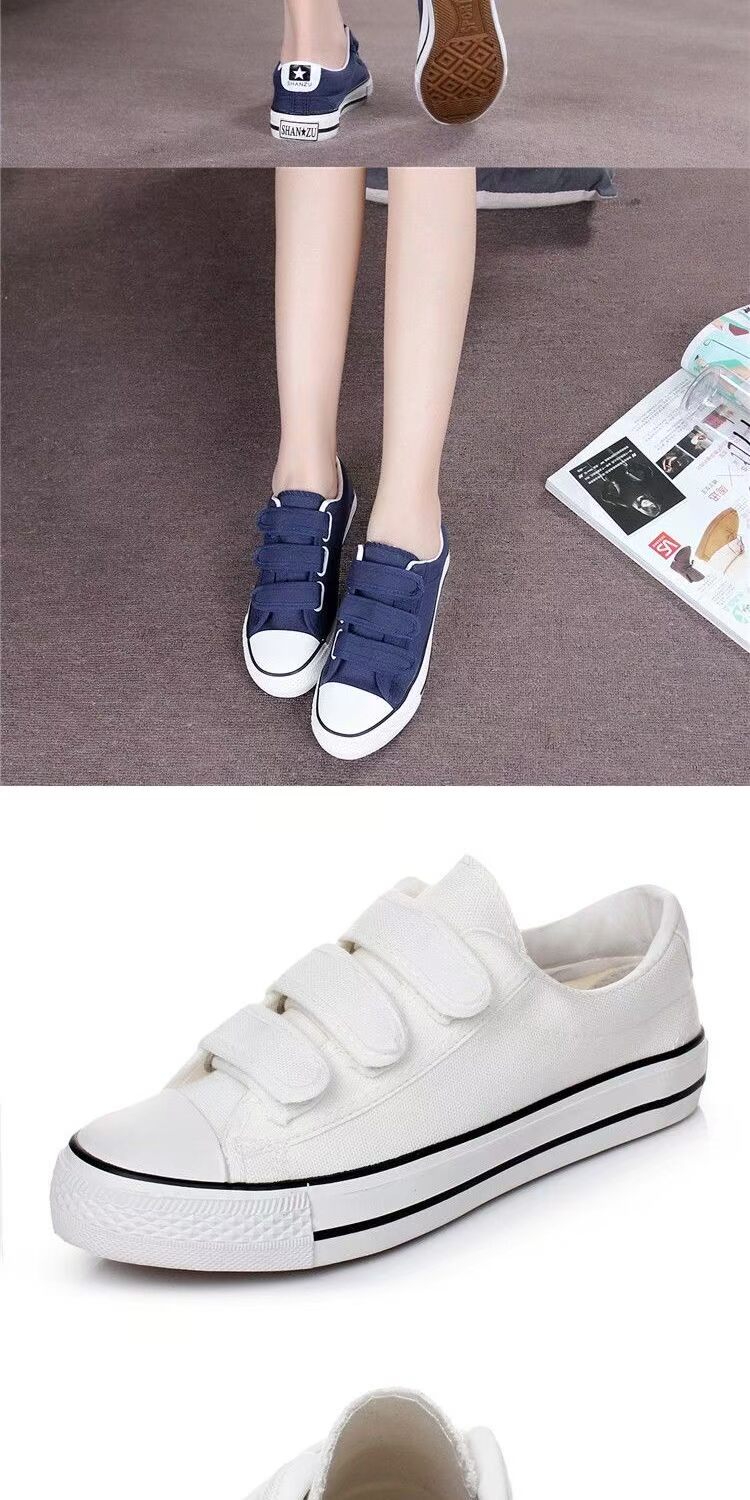 2018 Velcro Phiên bản tiếng Hàn của học sinh trung học cơ sở bằng vải canvas giay bitis nữ