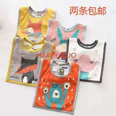South Korea's original single front and back baby cotton cartoon square bib children's saliva towel double-sided bib available double bib