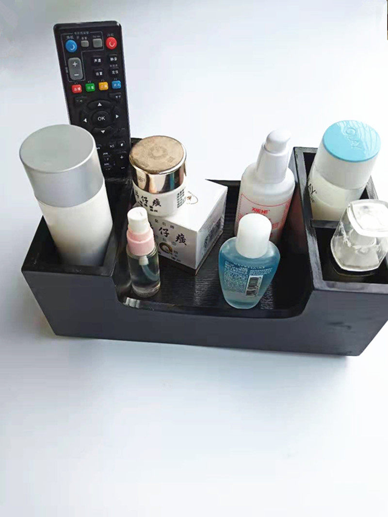 Japanese-style black cosmetic storage table rectangular cosmetic rack desktop storage box simple tableware storage box