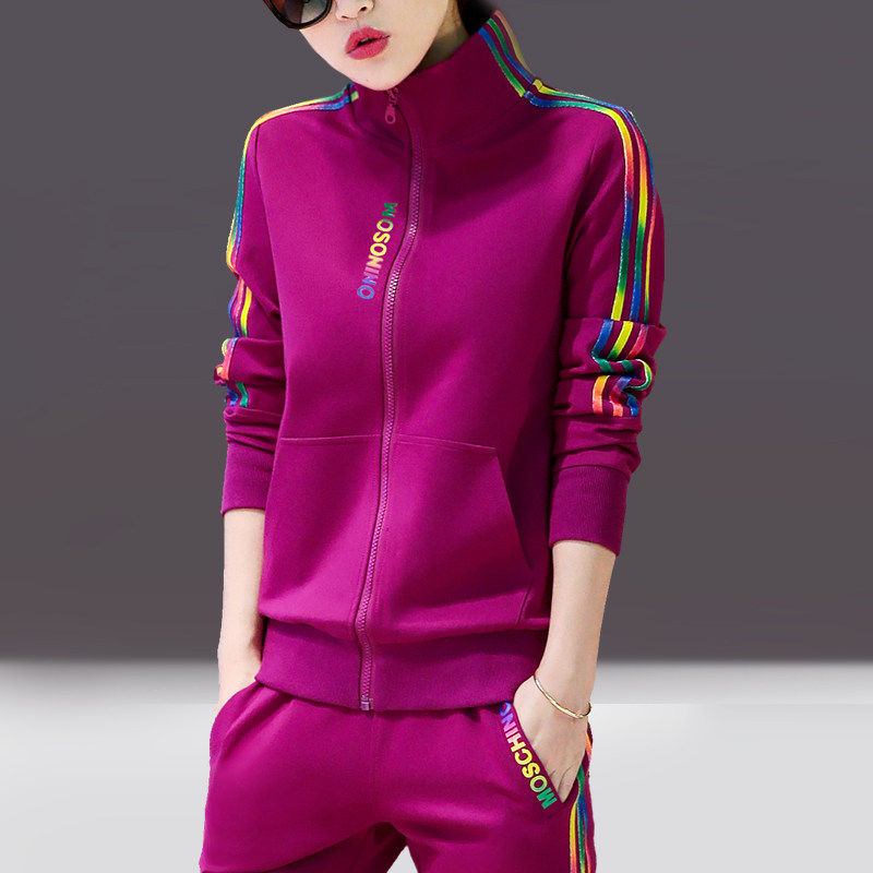 Sportswear suit female spring and autumn 2018 new fashion women's large size casual two-piece spring suit 2019 sweater