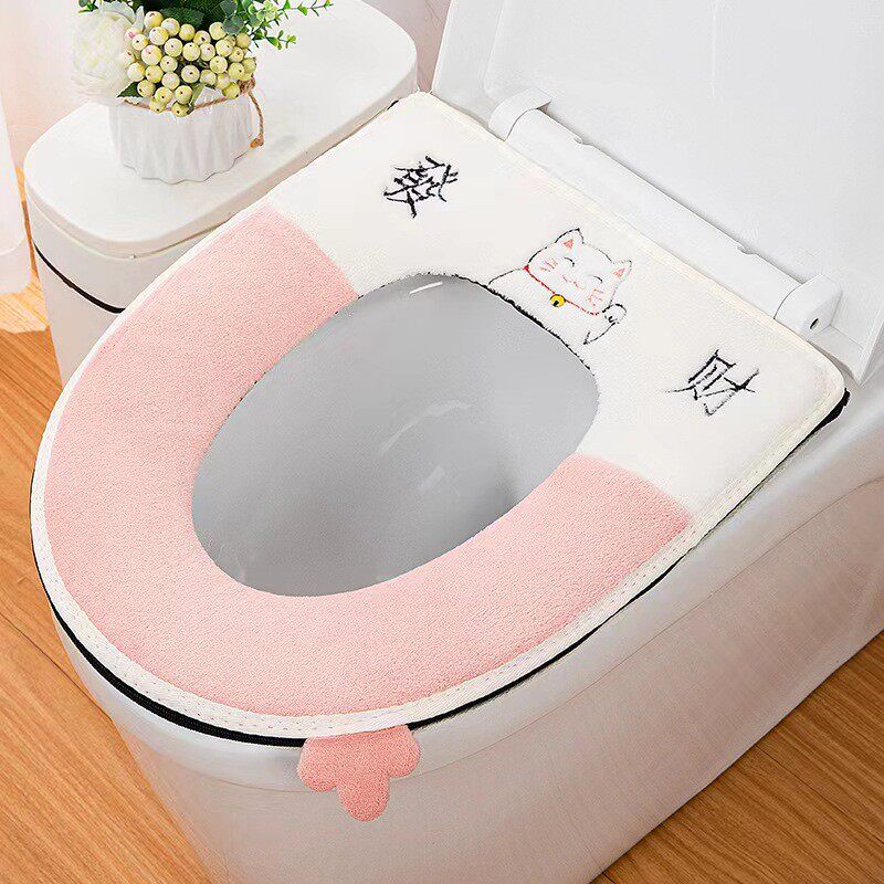 Cute waterproof toilet cushion toilet cushion home Four seasons universal toilet cover toilet lap zipped toilet-Taobao