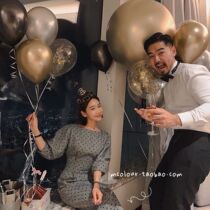 Proposal surprise decoration Helium balloon Birthday party Hotel room decoration gift Black gold solid color balloon bouquet floating