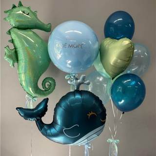 Blue whale balloon cartoon aluminum film balloon floating ball