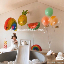 Korean style simple party decoration tassel background wall table floating balloon decoration 100 days of the year-old flag pull package