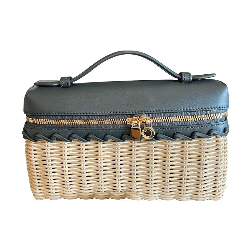 L19 Lunch Box Bag Mini Handbag Kelly Bag Single Shoulder Crossbody Rattan Woven Box Cosmetic Bag Bamboo Woven Bag