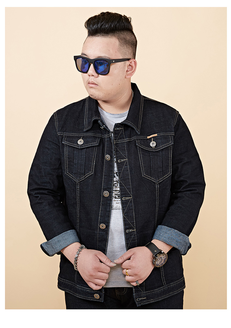 Mùa thu và mùa đông mẫu áo khoác denim nam rộng lớn áo khoác nam cộng với phân bón XL chất béo béo cộng với nhung ấm áo khoác nam kaki