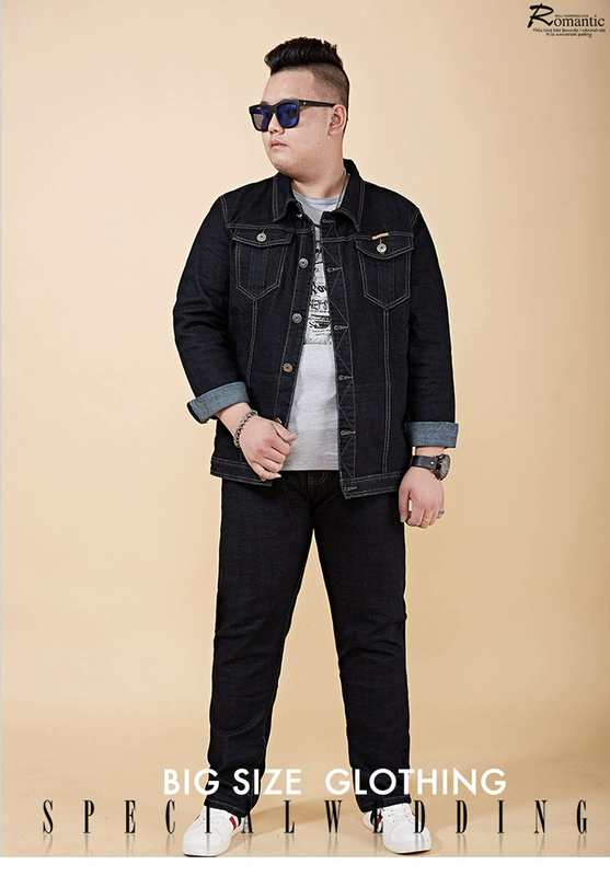 Mùa thu và mùa đông mẫu áo khoác denim nam rộng lớn áo khoác nam cộng với phân bón XL chất béo béo cộng với nhung ấm áo khoác nam đẹp 2021