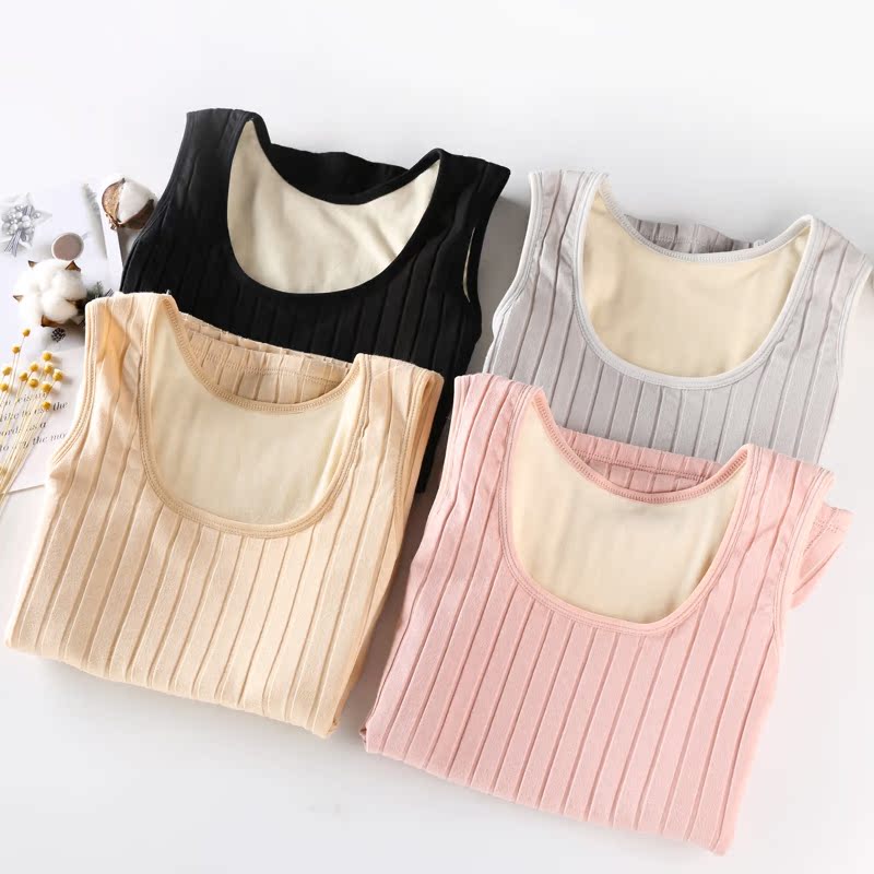 Muyan ấm vest quần áo womens bông lót dày nhung chặt chẽ mùa thu sinh cơ thể vào mùa đông mặc đáy sling.