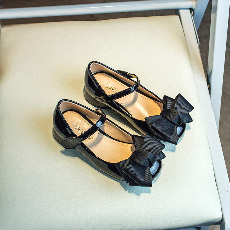 泉2018新款秋季儿童鞋子女童高跟鞋公主鞋黑