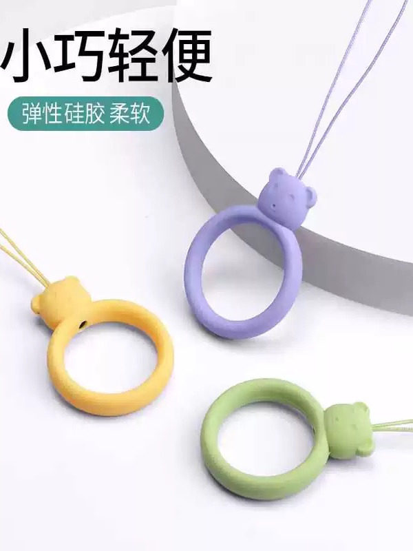 Mobile Phone Lanyard Decoration Cartoon Phone Case Ring Keychain USB Drive Pendant Liquid Silicone Ring Anti-Lost Lanyard