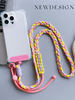 ins High-End Color-Blocked Phone Lanyard, Woven Crossbody Adjustable Outdoor Neck Strap, Long Durable Hand Strap